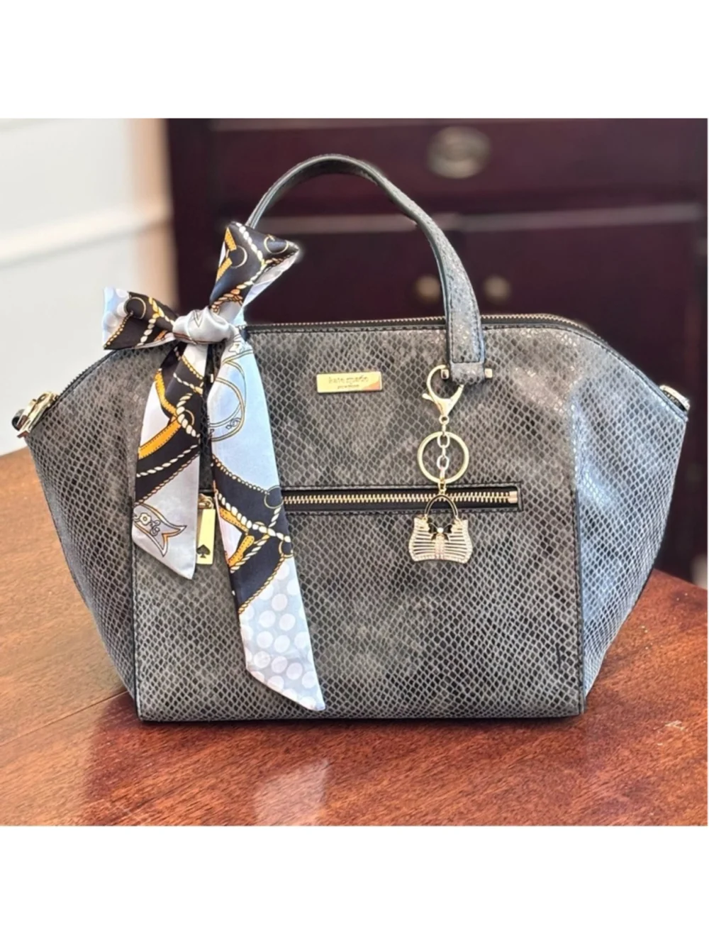 KATE SPADE NY PARLIAMENT SQUARE SAVANNAH CROSSBODY FEATURING SNAKE PRINT DESIGN